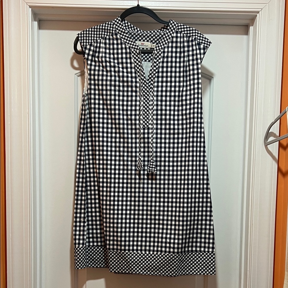 Vineyard Vines Navy & White Gingham Sleeveless Tunic